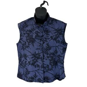 Vintage Linen Silk Tank Button Front Size 6 Grandmas Boho Blue Dana Buchman